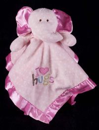 Carters Just One Year JOY Elephant "I Love Hugs" Pink Plush Lovey Security 